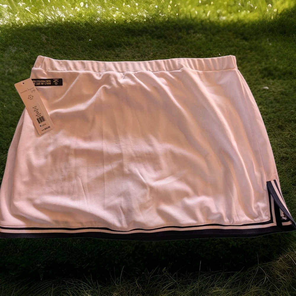 Nanette Lepore Play Womens Golf Tennis Skirt Skort White Navy XL 89N15SL949 NEW